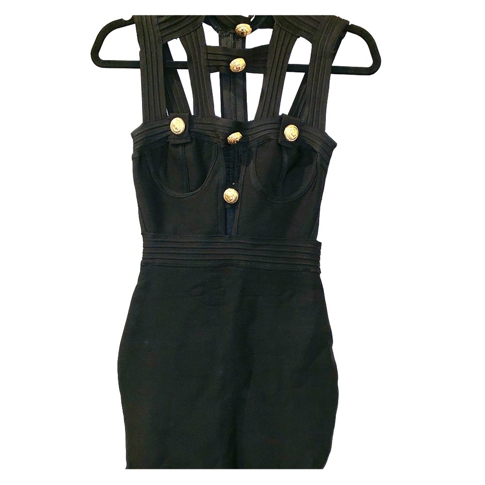 House of CB ALFEA black cut of bandage dress